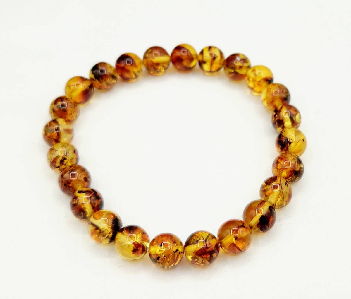 Amber Stretchable Bracelet 6mm Beads-7.5" Long -100% Natural