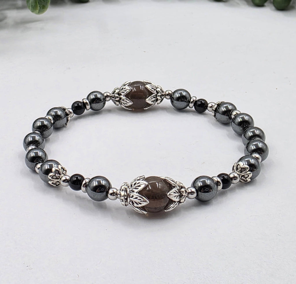 STAY GROUNDED - Smoky Quartz, Hematite, Black Onyx Bracelet