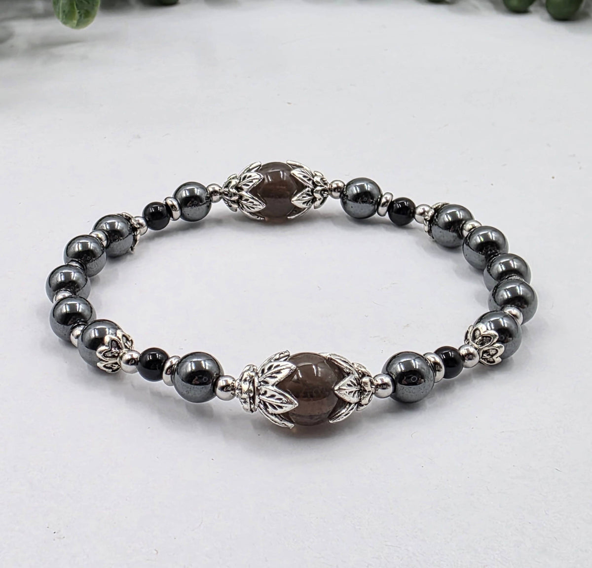 STAY GROUNDED - Smoky Quartz, Hematite, Black Onyx Bracelet