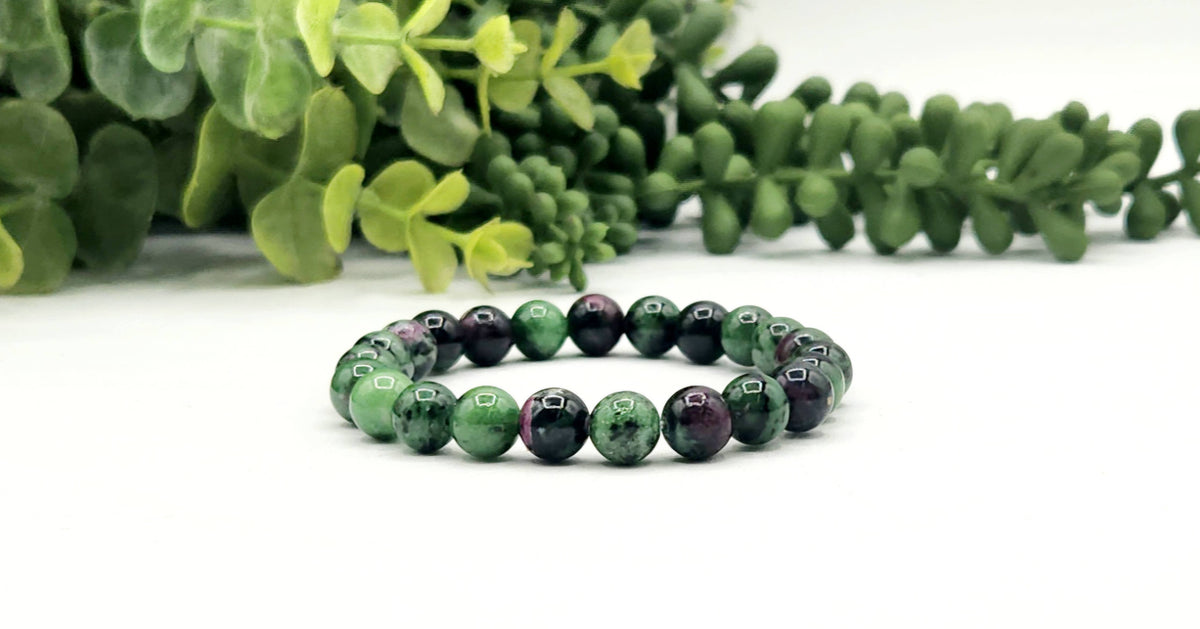 Ruby Zoisite 8mm Stretchable Gemstone Bracelet-7.5"Long