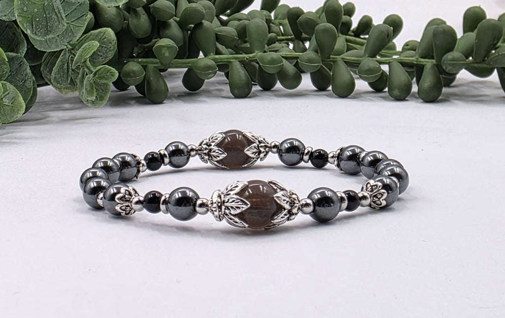 STAY GROUNDED - Smoky Quartz, Hematite, Black Onyx Bracelet