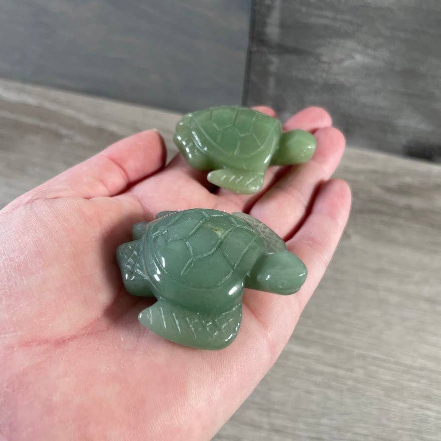 Green Aventurine Sea Turtle Stone Carving –