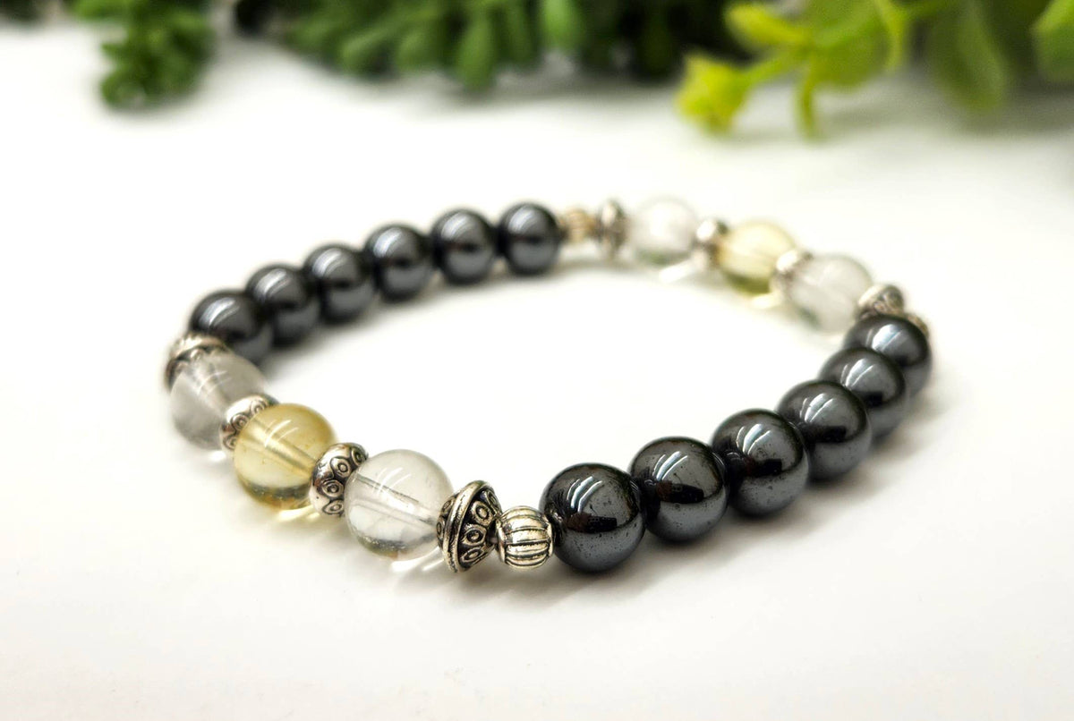 EMPATH PROTECTION-Citrine/Clear Quratz/Hematite Bracelet