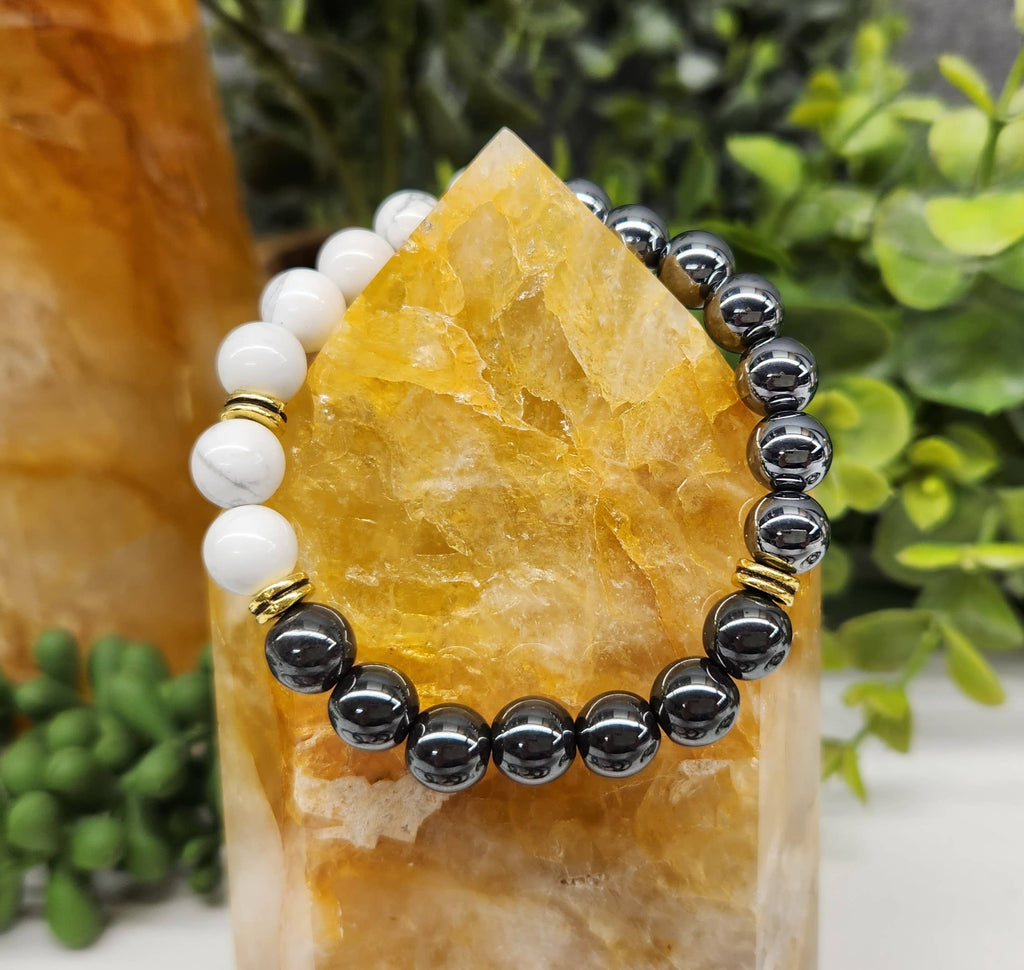 PAIN RELIEF - Hematite/White Howlite/Terahertz Bracelet 8mm